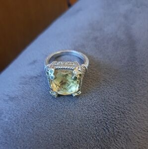 Sterling Silver Monaco Collection Canary Crystal & White Sapphire Ring Sz 9